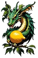 dragon in a lemon tree intertwined tattoo design idea