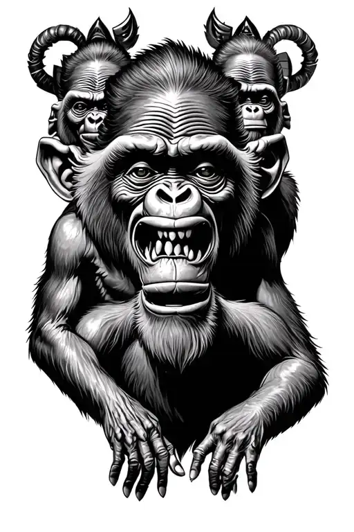 three wise monkeys, scary tattoo design idea