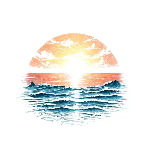 Ocean Sunrise tattoo design idea