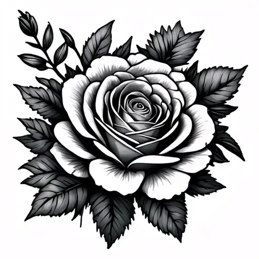 rose, carnation, cosmo flower bouquet tattoo design idea