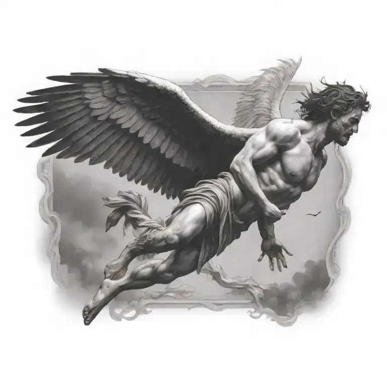 Icarus falling tattoo design idea