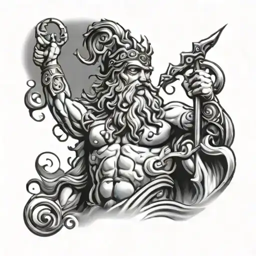 poseidon god tattoo design idea