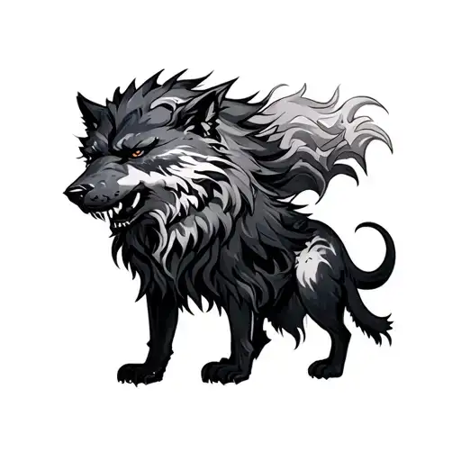Fenrir and cerberus tattoo design idea