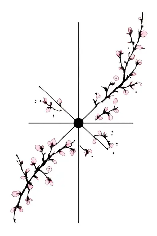 North Star with plum blossom tattoo design idea