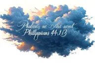 Philippians 4:13 written in cursive and clouds surrounding tattoo design idea