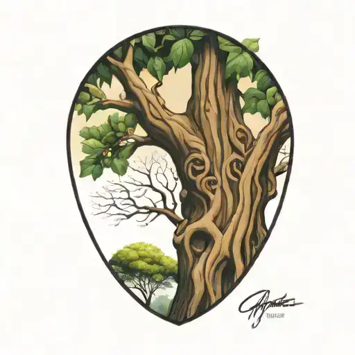 half sleeve Morton bay fig tree with roots tattoo design idea