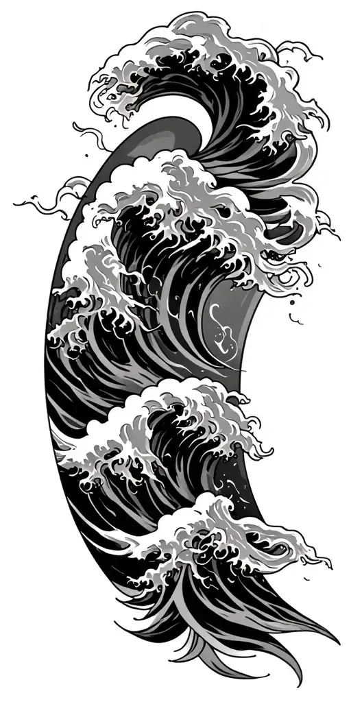 CHINESE WAVE TATTO SLEEVE tattoo design idea