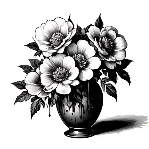 american tard with bleeding heart flowers in a vase tattoo design idea