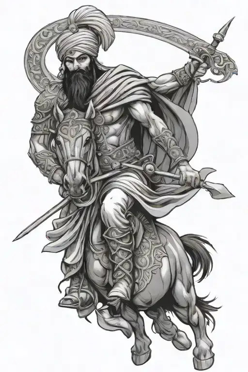 warrior virgo male fierce Sikh warrior riding tattoo design idea
