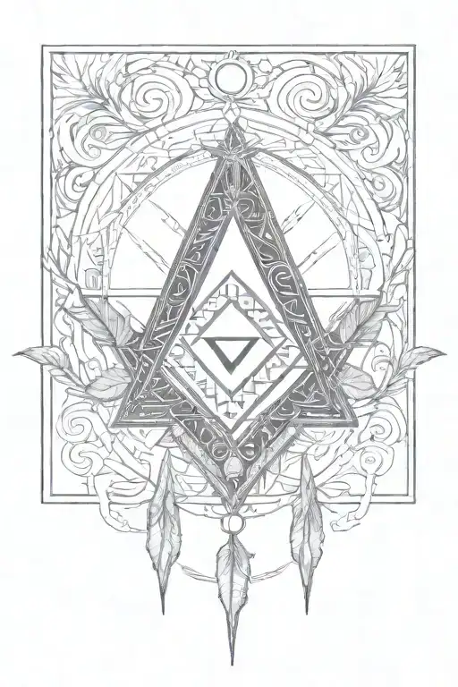 Freemasonry abstract tulsi tattoo design idea