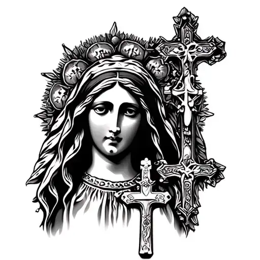 Rosary with virgen de Guadalupe cross tattoo design idea