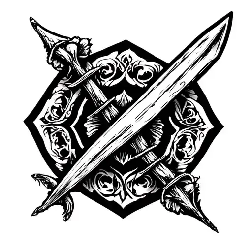 Gothic dagger bone tattoo design idea