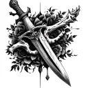 Gothic dagger bone tattoo design idea