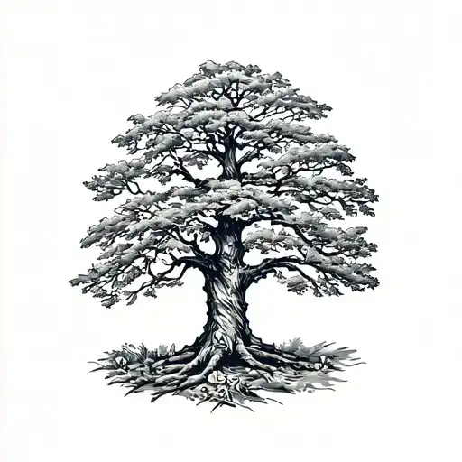 oak tree tattoo design idea