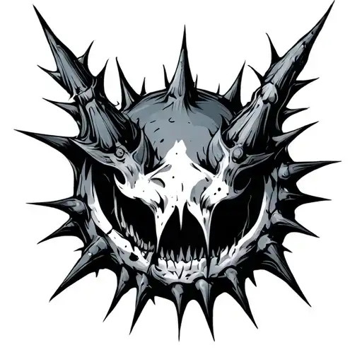dark sharp thorns nipple tattoo design idea