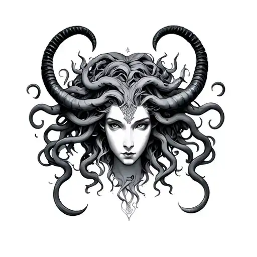 Capricorn and Medusa tattoo design idea