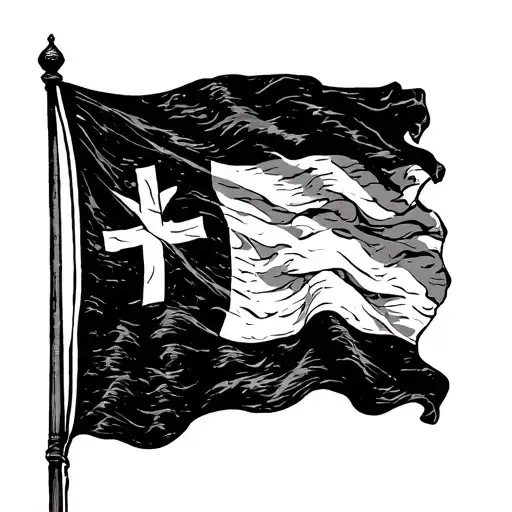 The Christian Flag worn and weathered, Foreign Missionary to Asia 2009 to 2012 and 2013 to 2020 written somewhere  tattoo design idea