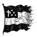 The Christian Flag worn and weathered, Foreign Missionary to Asia 2009 to 2012 and 2013 to 2020 written somewhere  tattoo design idea