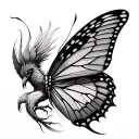 Butterfly and Phoenix tattoo design idea