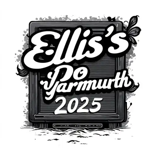 "Ellis's Do Yarmouth 2025" Beach with cinema screen displaying tattoo design idea