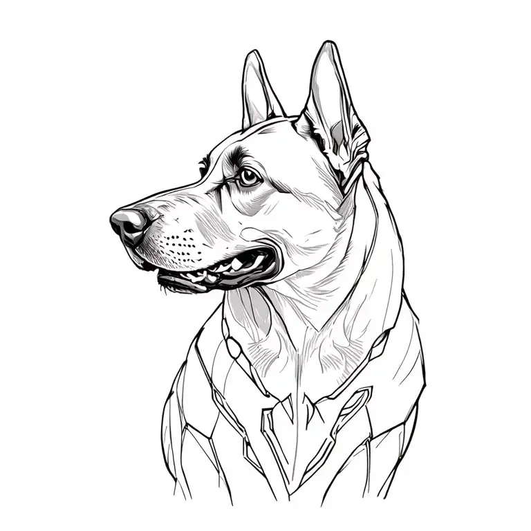 biomechanical Belgian malinois tattoo design idea