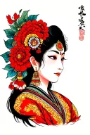 Indian Kirti face tattoo design idea