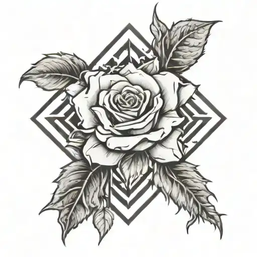 Cross and Rose wrapped tightly tattoo design idea