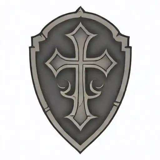 cross inside shield cross royalty tattoo design idea