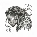emo, depression, anxiety, darkness, introvert, alone, lonely , suicidal, gothic, sad, african american male, dreadhead tattoo design idea