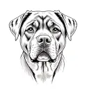 Rottweiler dog in paw print merged tattoo design idea