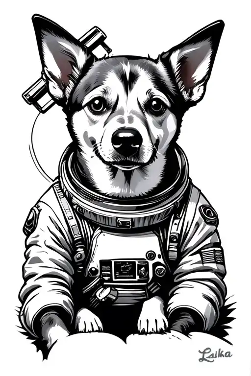 Laika Astronaut Dog Saint tattoo design idea