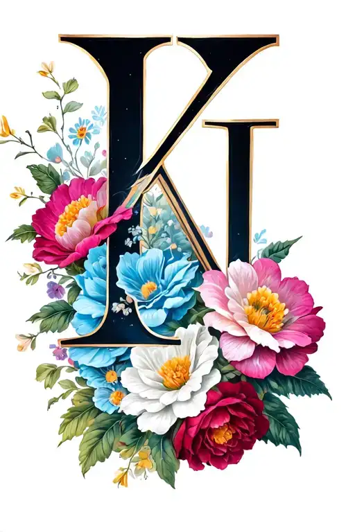 Roman numeral with flowers around it  tattoo design idea