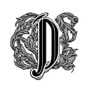 initials J D P linked vertically placed tattoo design idea