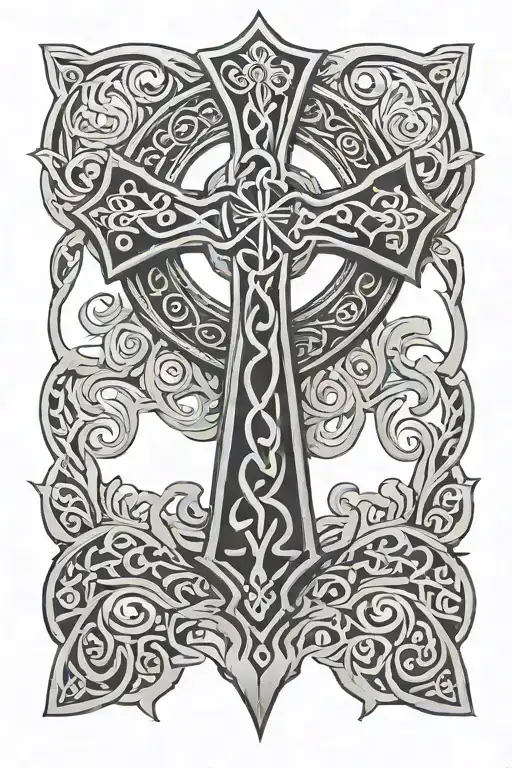 Irish Celtic cross tattoo design idea