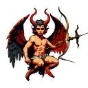 demon cupid with bow and arrow tattoo design idea