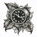 heart clock face tattoo design idea