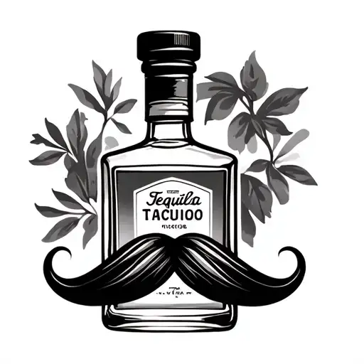 Tequila bottle with moustache tattoo design idea
