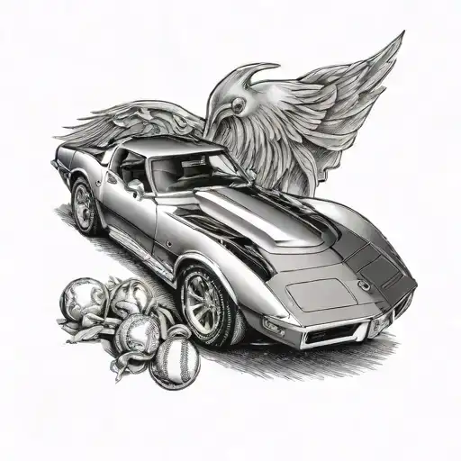 1978 corvette with a baseball  tattoo design idea