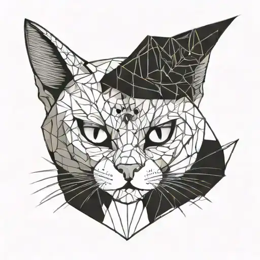 cat + halloween + witch tattoo design idea