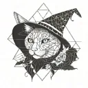 cat + halloween + witch tattoo design idea