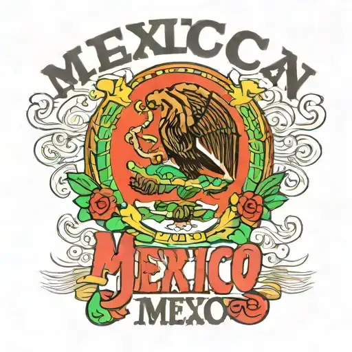 Mexican flag with text that says "Property of Mexico" tattoo design idea