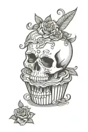 cupcake skull tattoo design idea