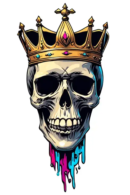 skull wearing a crown tattoo design idea