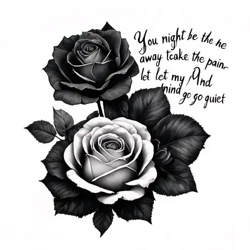 "You might be the one to take away the painAnd let my mind go quiet" words only tattoo design idea