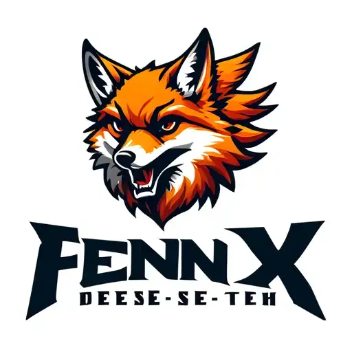 "Fenix Defense Tech" Military Style Fox Head with Phoenix Body logo tattoo design idea