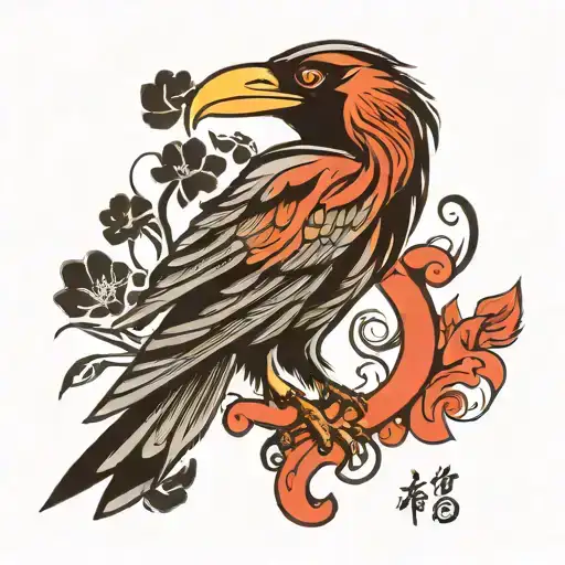 Writing, Japanese, vertical "crow" tattoo design idea