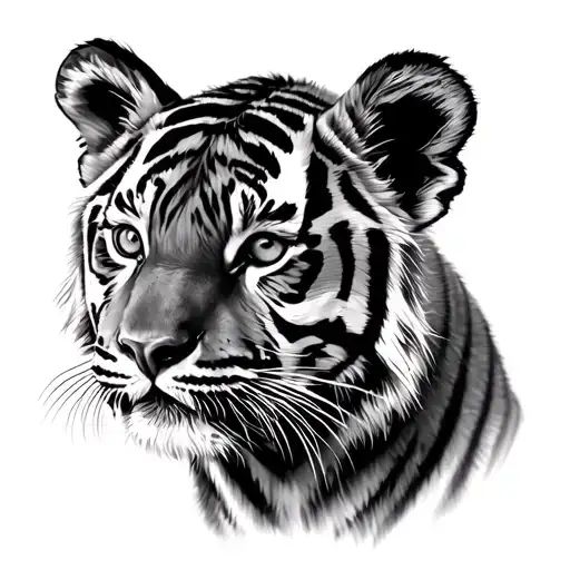 2 tiger cubs face only tattoo design idea