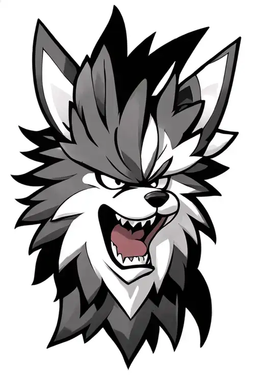 Arcanine Pokémon head angry tattoo design idea