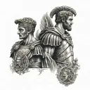 Roman emperors Augusto and Aureliano military style to honour my two sons named after the emperors with the names  tattoo design idea