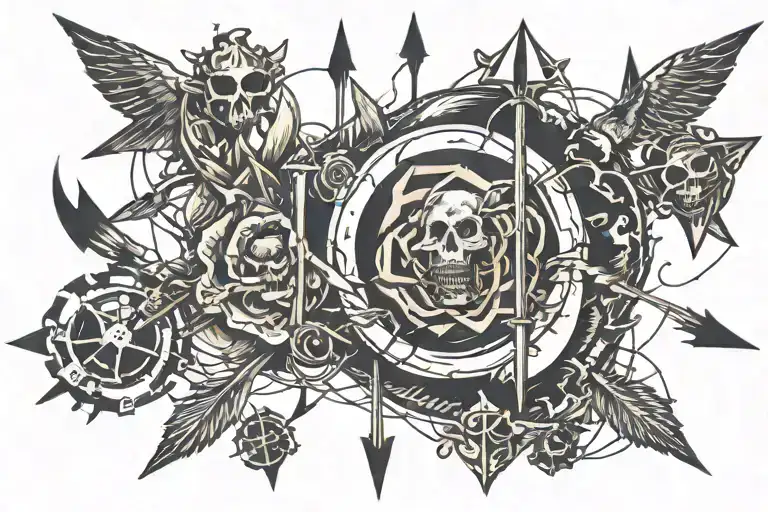 circule and arrows sticking tattoo design idea